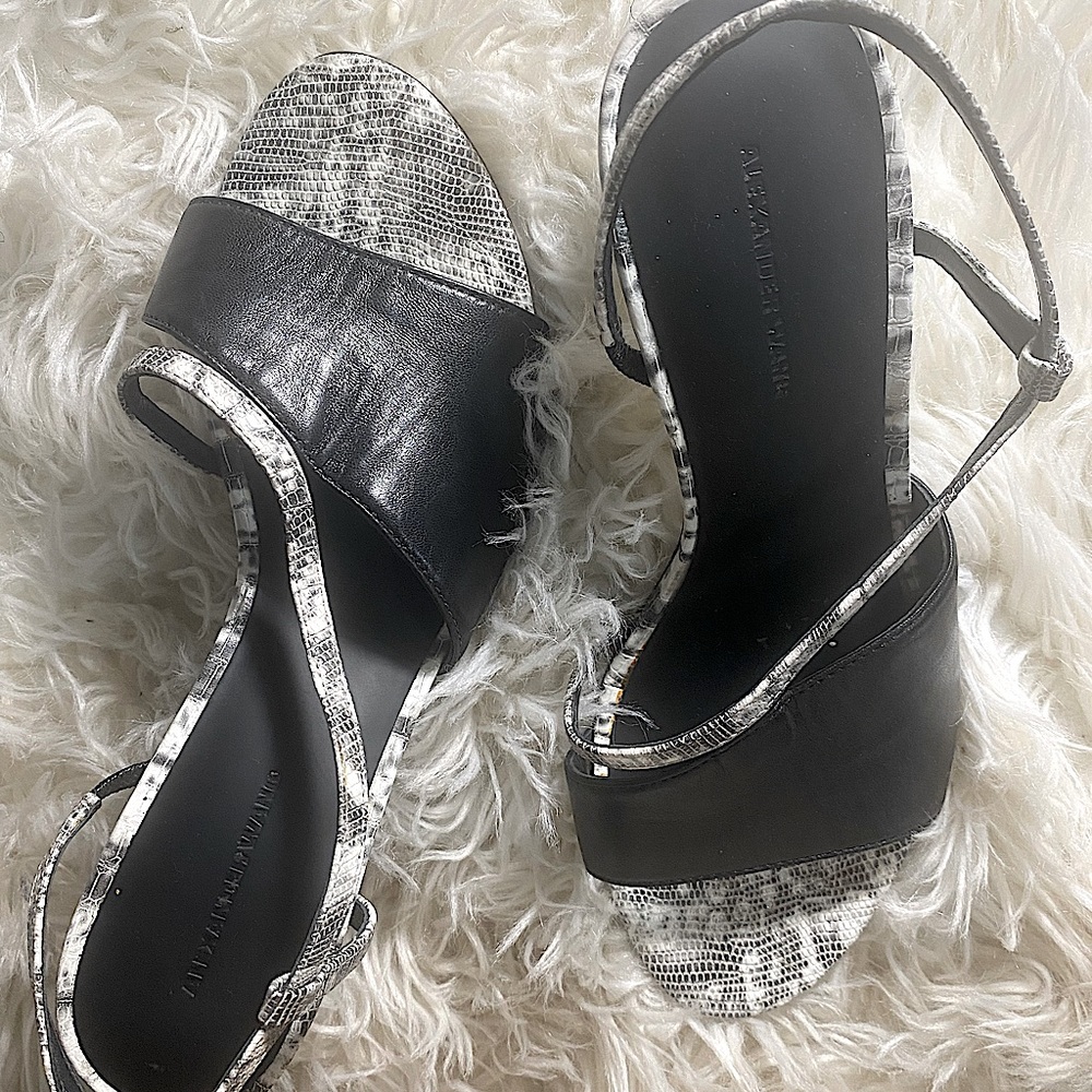 Alexander Wang snakeprint strapped heel. Worn twice (fit too big).